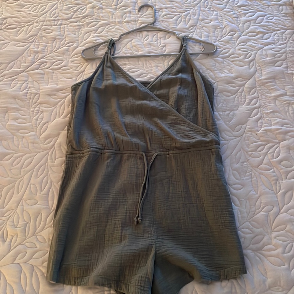 Navy Green Crossover Romper